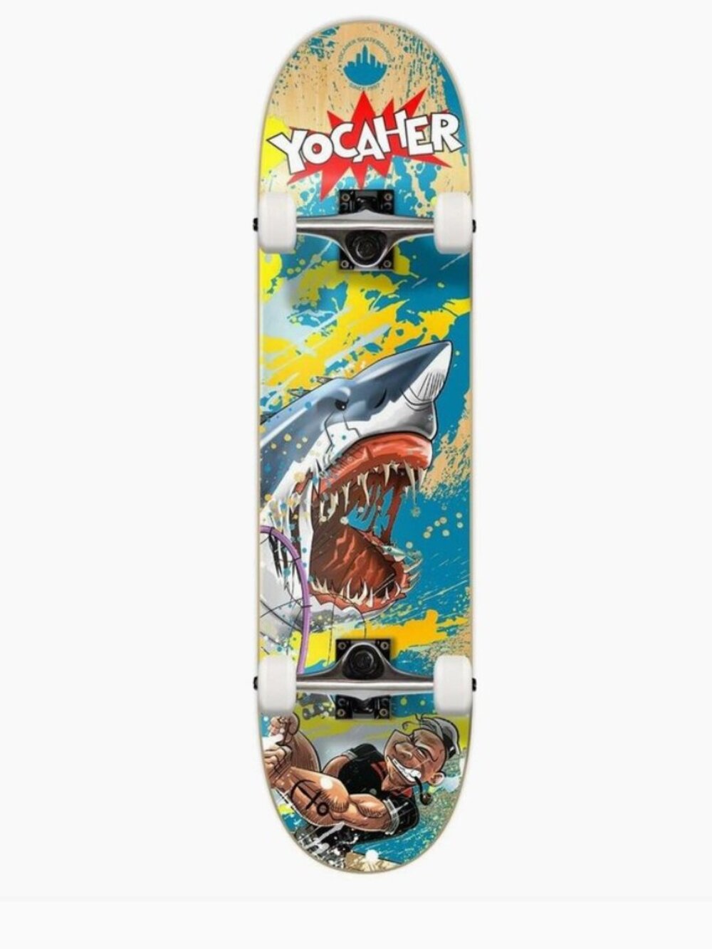 Jaws & Popeye the sailor man Yocaher Skateboard 7.75" Retro series Fishing